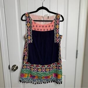 Anthropologie embroidered embellished‎ tinamou boho tunic top size small
